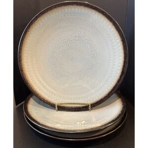 Food Network Angelica Light Blue Bronze Out Stoneware Dinner Plates Set Of 3